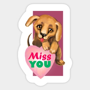 Cute dog. Baby pets. Puppy friendship love. Sticker